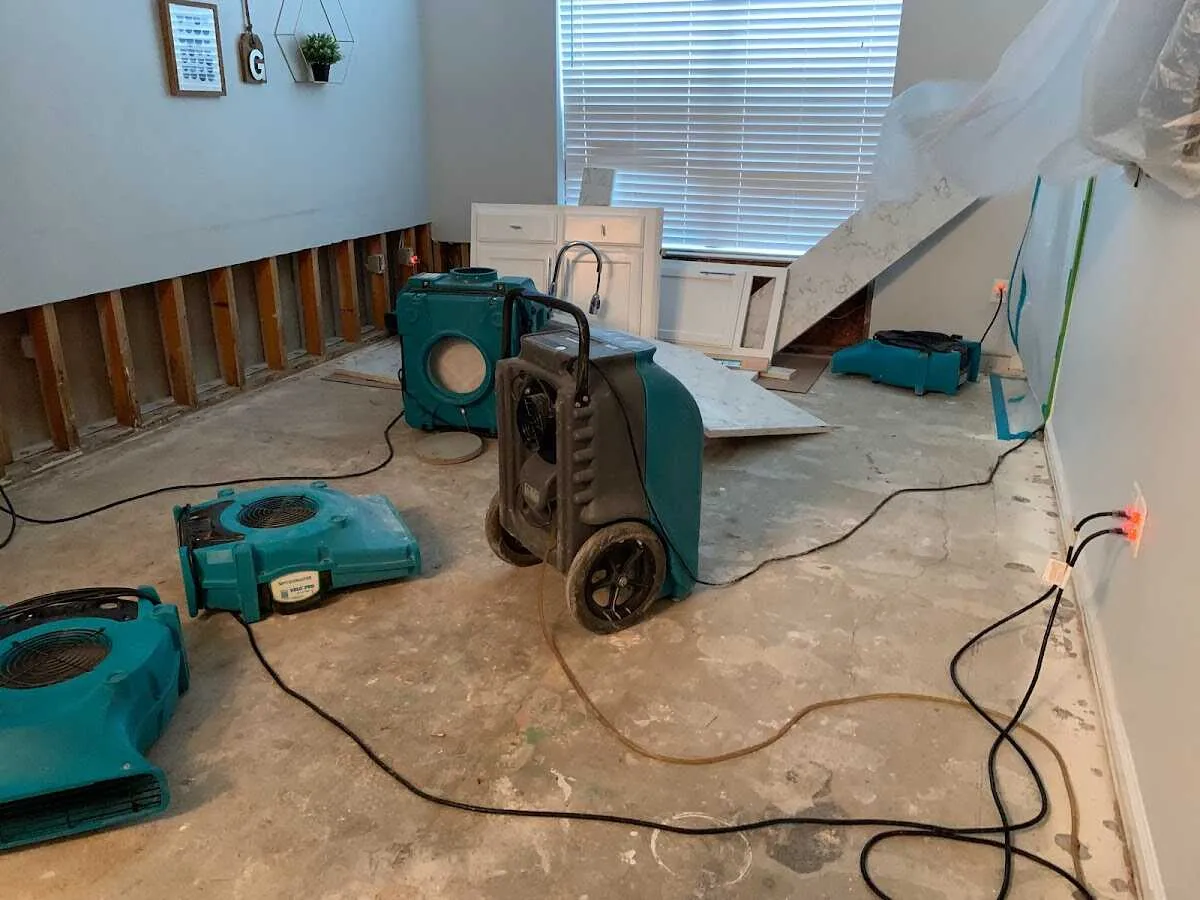 Dehumidifier in flood-cut room for Water Extraction & Removal in Westlake